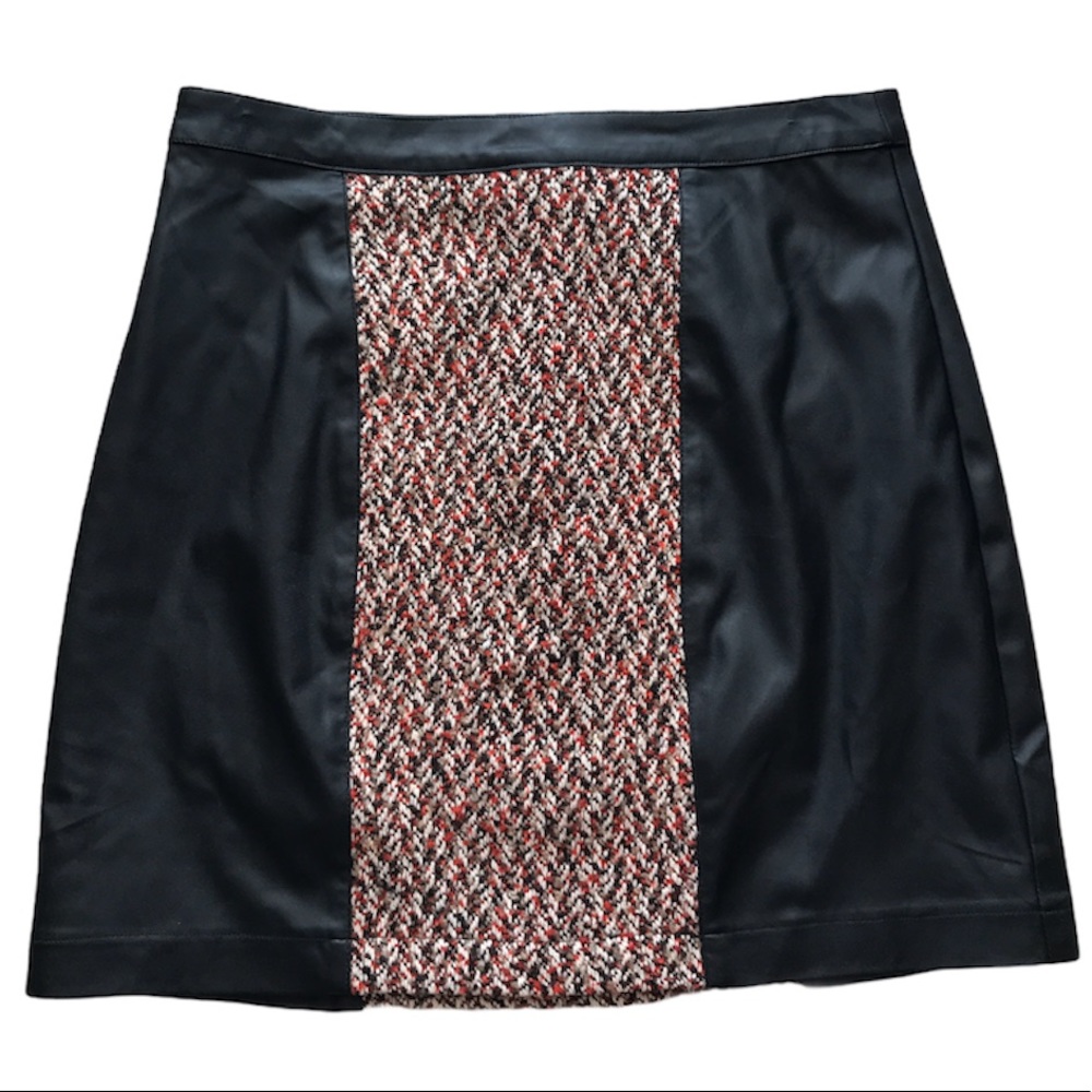 BCBGMaxAzria Faux Leather Tweed Mini Skirt